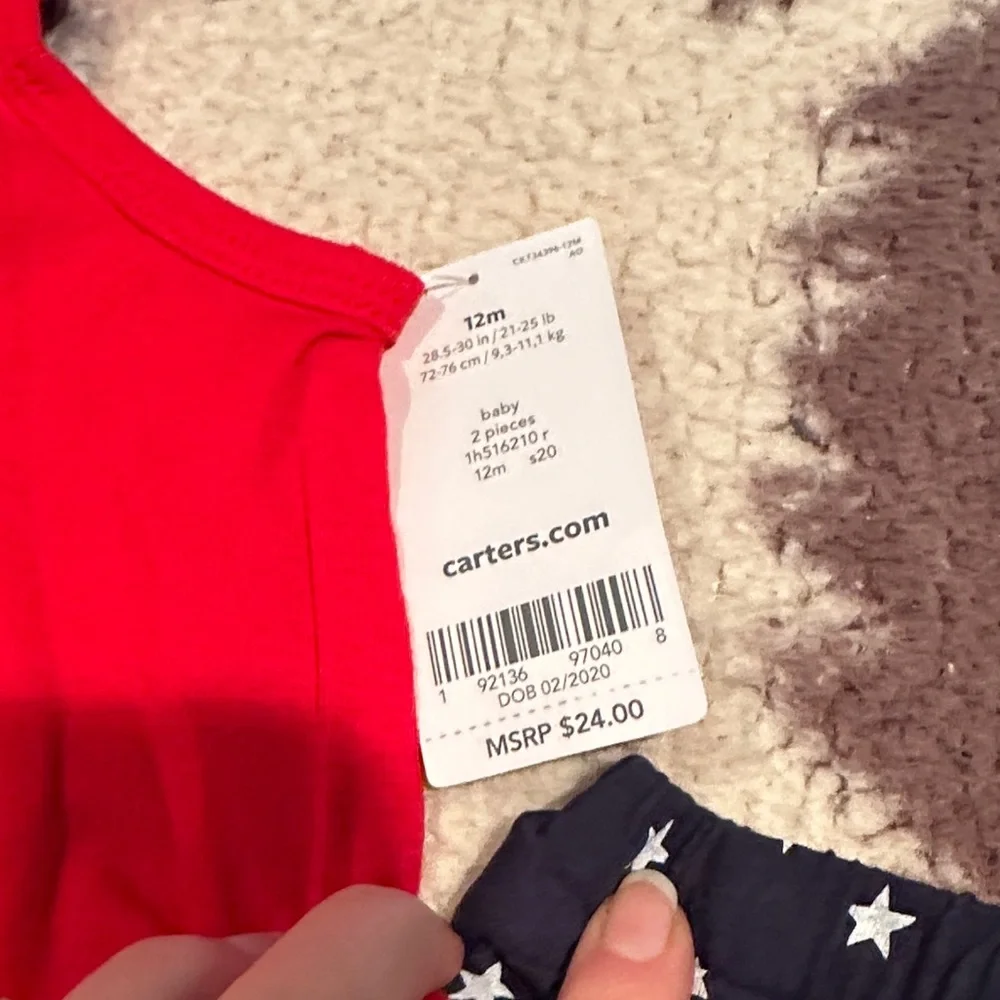 Carter's Red 'All American Girl' Bodysuit with Starry Navy Diaper Cover